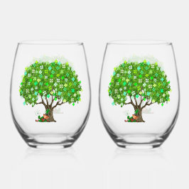 Vaso De Vino Gafas de vino sin Stemless Leprechaun Lucky Leprec
