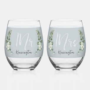 Vaso De Vino Gafas modernas de eucalipto Boda sin estéreo