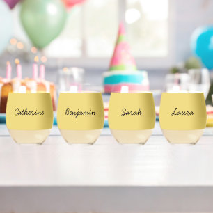 Vaso De Vino Gafas personalizables de color suave amarillo amar