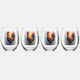 Vaso De Vino Gallo orgulloso brillante exhibido