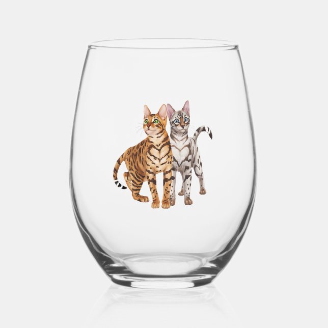 Vaso De Vino Gato bengalí codicia rosette y gatos bengalíes de  (Anverso)