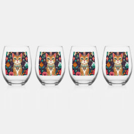 Vaso De Vino Gato Corona Joyas