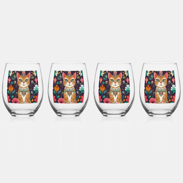 Vaso De Vino Gato Corona Joyas      (Anverso)
