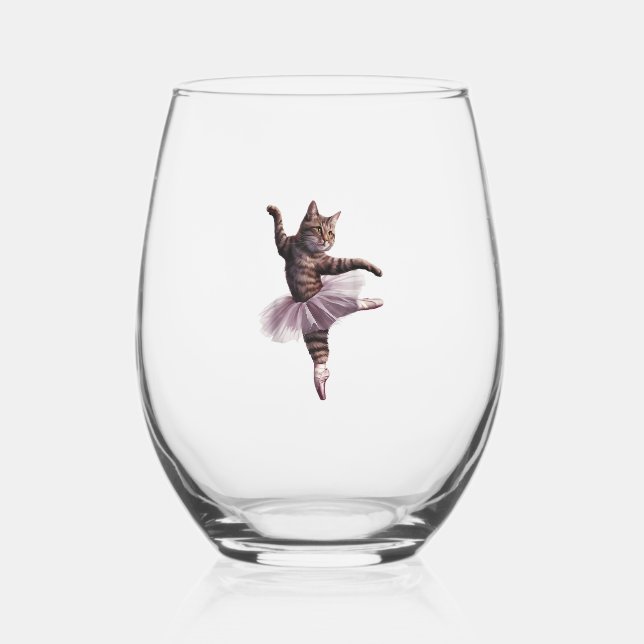 Vaso De Vino Gato de bailarín de ballet (Anverso)