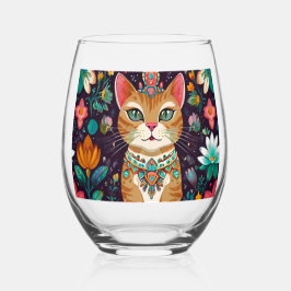 Vaso De Vino Gato de Bejeweld coronado