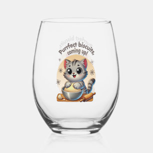 Vaso De Vino Gato de rodillas "Procure galletas, venga"