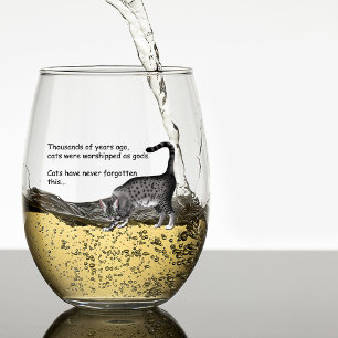 Vaso De Vino Gato Egipcio Mau Gris Caprichoso Divertido