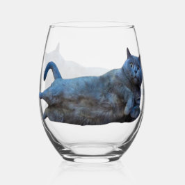 Vaso De Vino Gato gatito kitsch del Shorthair británico al lado
