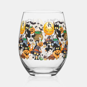 Vaso De Vino Gatos divertidos de Halloween en una fiesta
