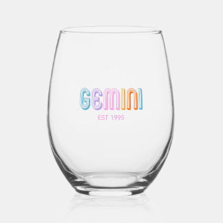 Vaso De Vino Géminis tipografía moderna colorida astrología