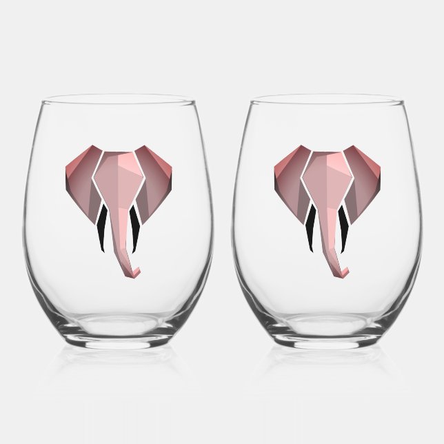 Vaso De Vino Geometría Cabeza elefante (Anverso)