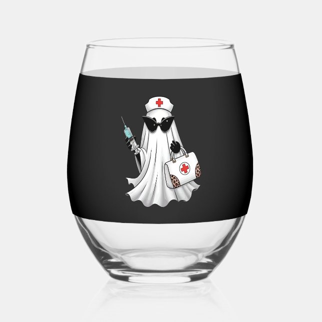 Vaso De Vino Ghost Nurse Halloween (Anverso)