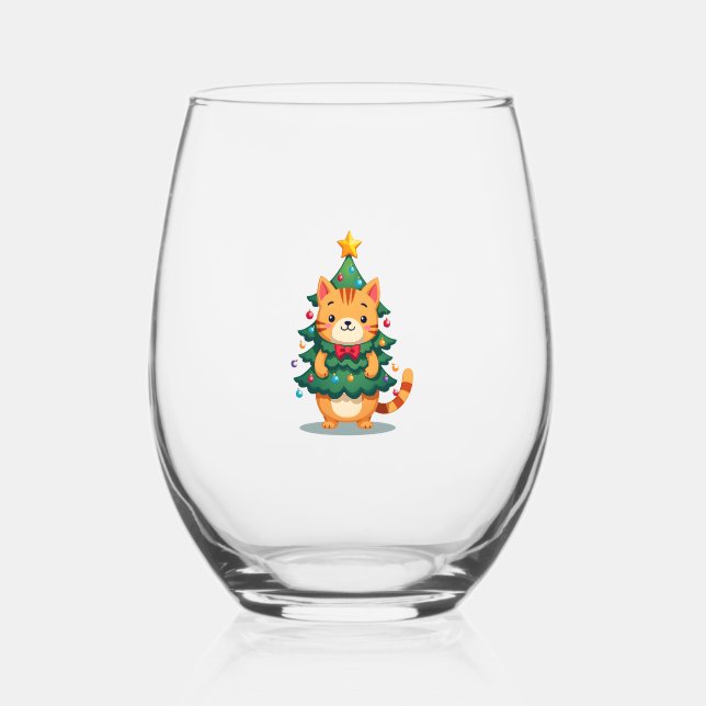 Vaso De Vino Ginger Cat Christmas Tree Cute Xmas 2 (Anverso)