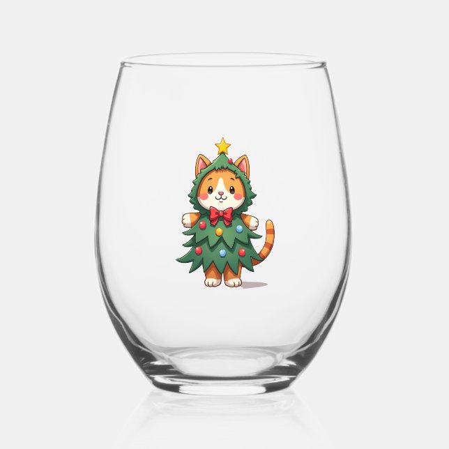 Vaso De Vino Ginger Cat Christmas Tree Cute Xmas 3 (Anverso)