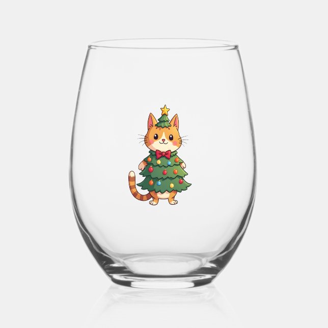 Vaso De Vino Ginger Cat Christmas Tree Cute Xmas 4 (Anverso)