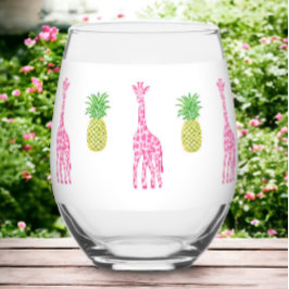 Vaso De Vino Girafas rosadas preferidas Cláusulas de piña