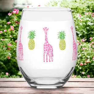 Vaso De Vino Girafas rosadas preferidas Cláusulas de piña