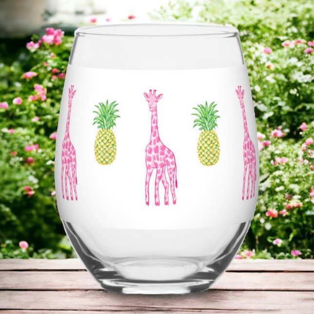 Vaso De Vino Girafas rosadas preferidas Cláusulas de piña (Subido por el creador)
