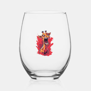 Vaso De Vino Giraffe Gráfica enojada Gráfica divertida Giraffe
