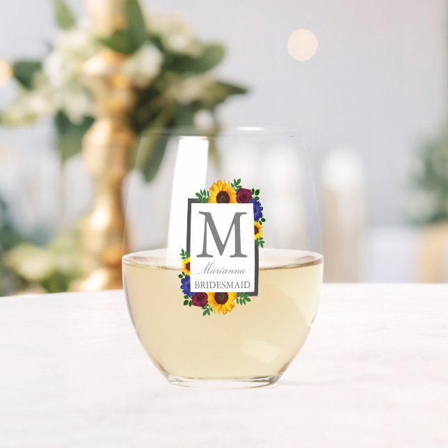 Vaso De Vino Girasol Rosa Floral Boda (Insitu (Boda))