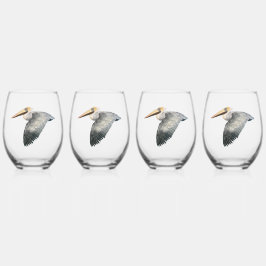 Vaso De Vino Glass Pelican Stemless Wine Glass - 4 set