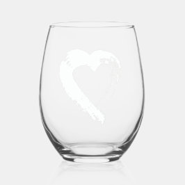 Vaso De Vino Glass Tourmaline White Moon Heart