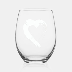 Vaso De Vino Glass Tourmaline White Moon Heart