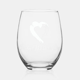Vaso De Vino Glass Tourmaline White Moon Heart