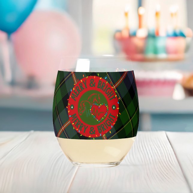 Vaso De Vino Glassware Multiple Options Plaid Merry & Bright (Insitu (Baby Shower))
