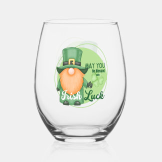 Vaso De Vino Gnome del diseño del Día de San Patricio