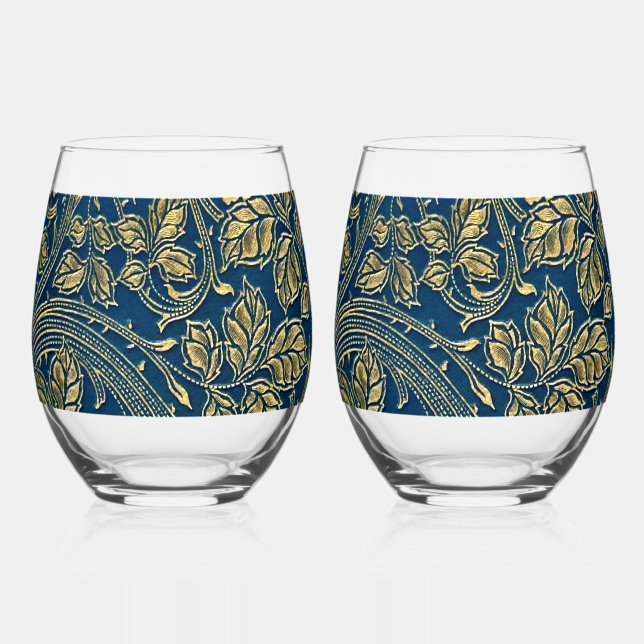 Vaso De Vino Golden Blossom Elegance  (Anverso)