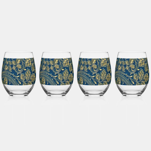 Vaso De Vino Golden Blossom Elegance  (Anverso)