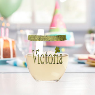 Vaso De Vino Golden Flecks Victoria Name Design,