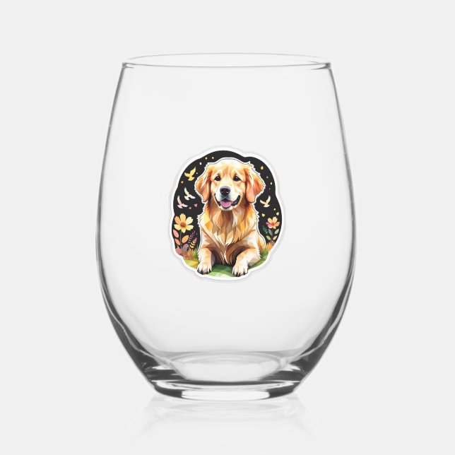 Vaso De Vino Golden Retriever (Anverso)