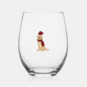 Vaso De Vino Golden Retriever Buffalo Plaid Retriever Dog Lover