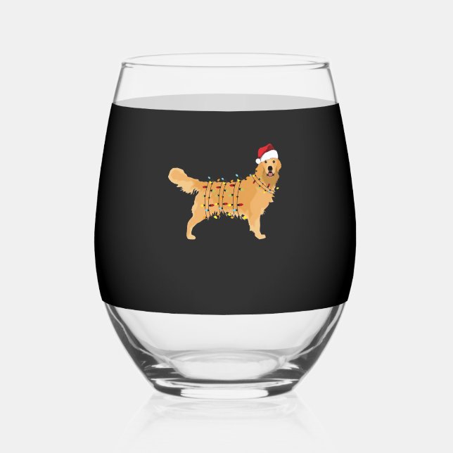Vaso De Vino Golden Retriever Holiday Christmas Light Essential (Anverso)