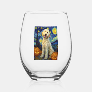 Vaso De Vino Goldendoodle Perro Lindo Halloween Jack O Lantern
