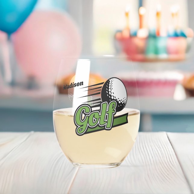 Vaso De Vino Golf de nombre personalizado (Insitu (Baby Shower))