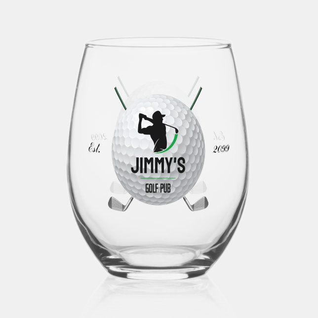 Vaso De Vino Golf Golfing Golfer Ball Clubs Cocktail (Anverso)