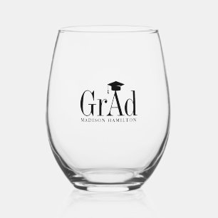 Vaso De Vino Gorra de Grado de Tipografía Negra