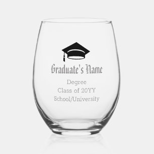 Vaso De Vino Gorra y borla personalizadas con el nombre del gra