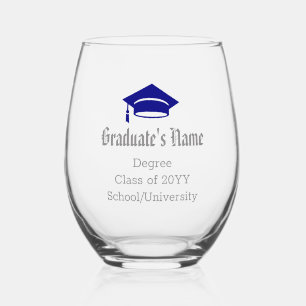 Vaso De Vino Gorrito de Graduado Personalizado con Borla Azul P