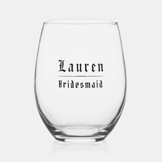 Vaso De Vino Gothic Bridesmaid Stemless Wine Glass