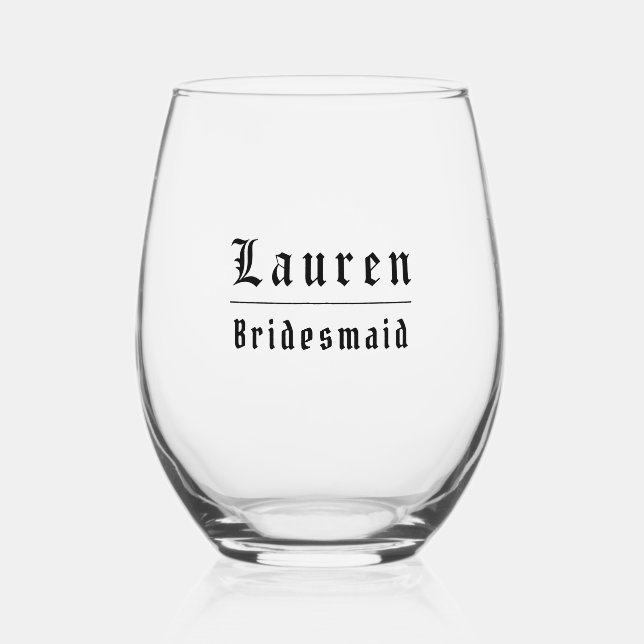 Vaso De Vino Gothic Bridesmaid Stemless Wine Glass (Anverso)