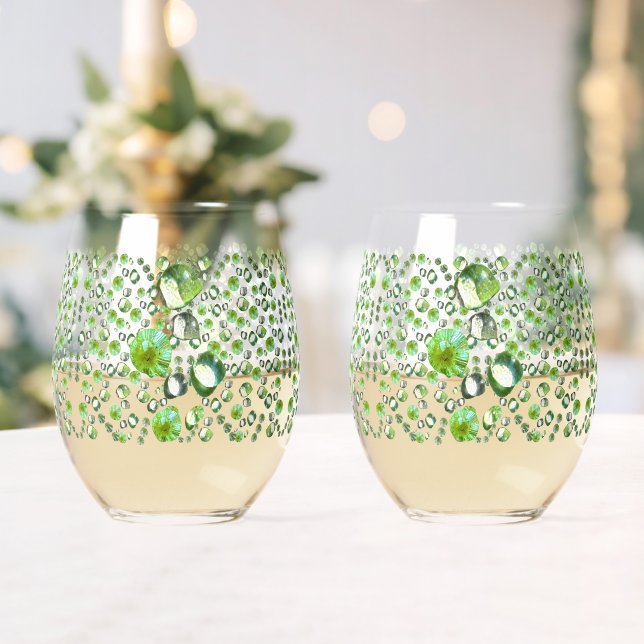 Vaso De Vino Gotitas Verdes (Insitu (Boda))