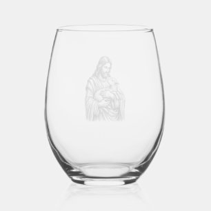 Vaso De Vino Grabado Antiguo Pastor que Sostiene Cordero Vector