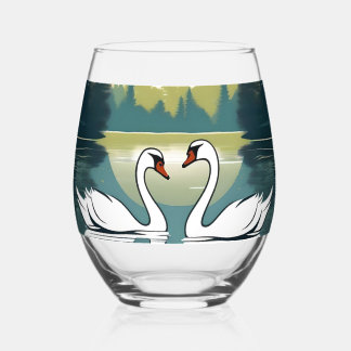 Vaso De Vino Graceful Swan Couple