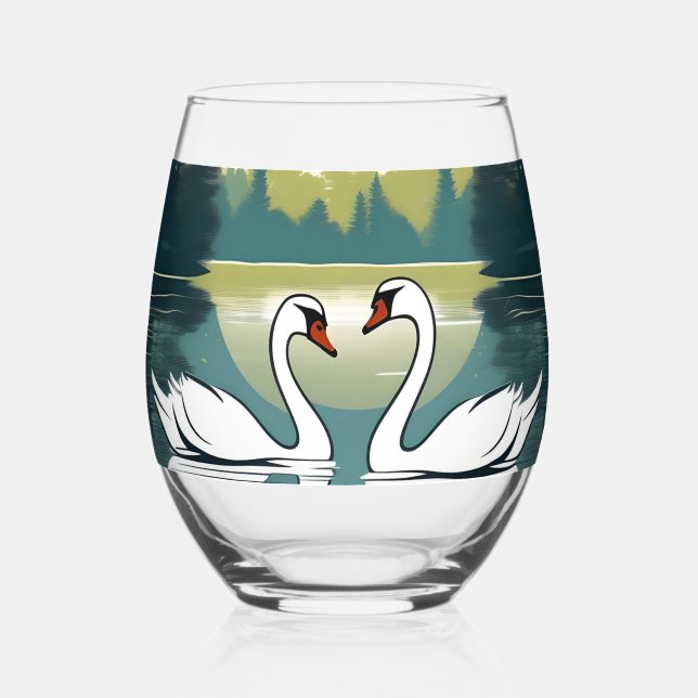 Vaso De Vino Graceful Swan Couple (Anverso)