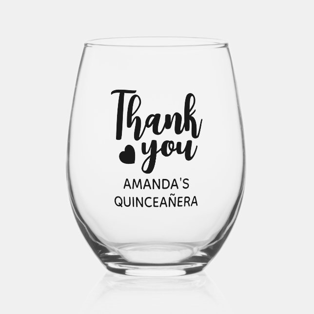 Vaso De Vino Gracias Personalizados A Quinceanera Party Favorit (Anverso)