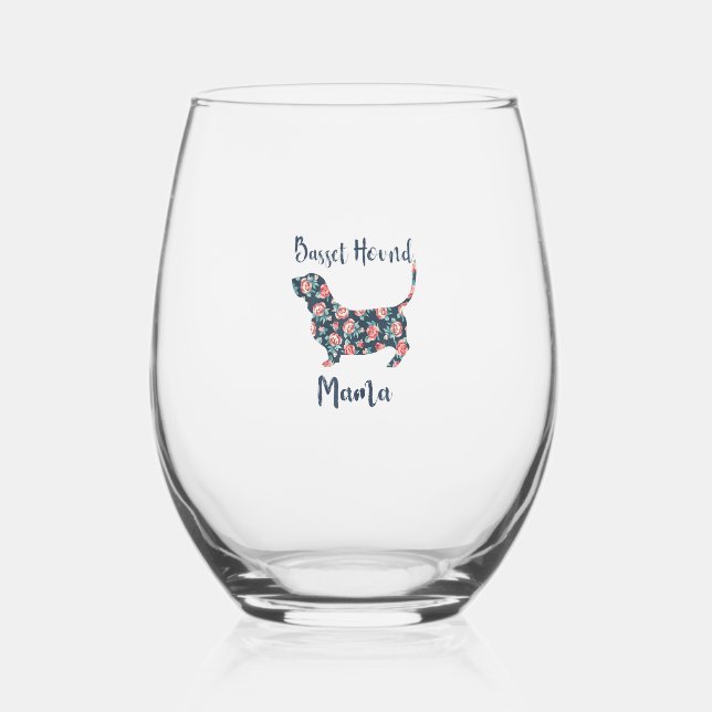 Vaso De Vino Gracioso Basset Hound Regalos Basset Hound Mom Shi (Anverso)